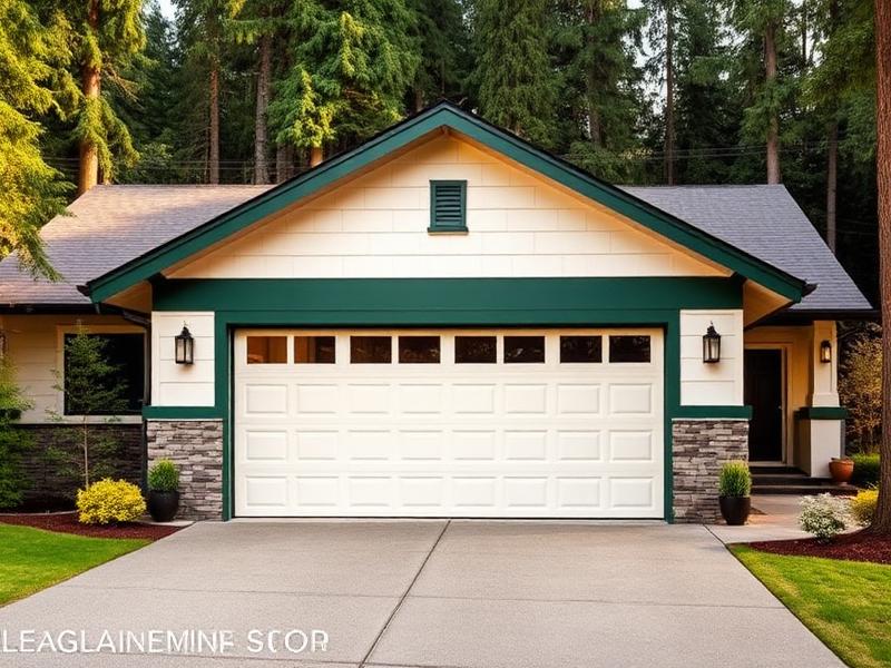 Ranch style garage door installation on craftsman home